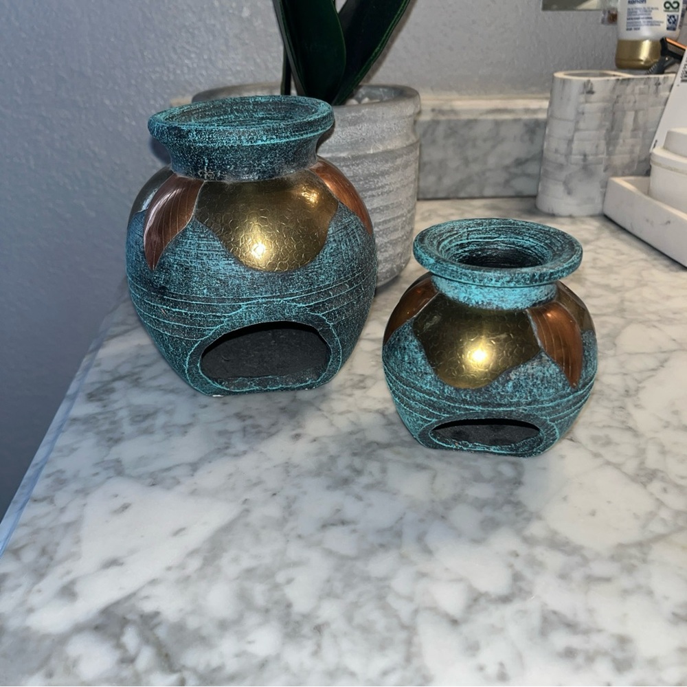 Turquoise and Gold Home Accent Vases